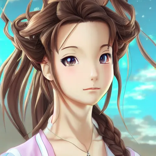 Image similar to portrait of aerith gainsborough as a physician, anime fantasy illustration by tomoyuki yamasaki, kyoto studio, madhouse, ufotable, trending on artstation