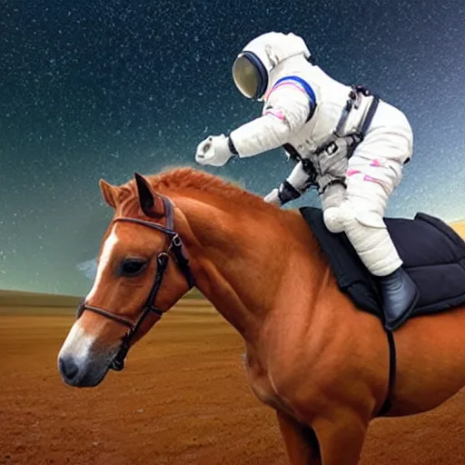 Prompt: photo of an astronaut riding a horse