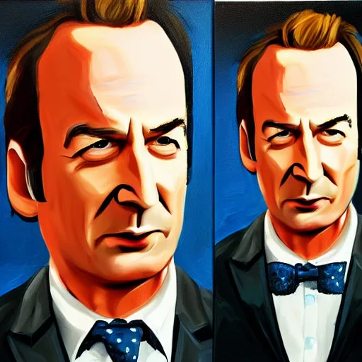 Image similar to a detailed portrait of bob odenkirk as saul goodman painted by johnny depp