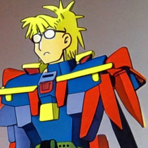 Prompt: anime!!!!!!!!!!!! gundam shaped like dilbert