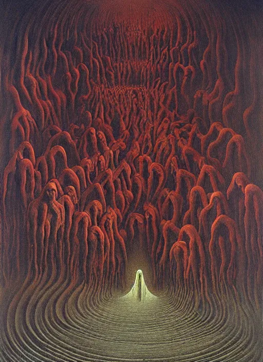 Image similar to the seventh circle of hell from dante's divine comedy. highly detailed painting by zdzisław beksinski 8 k