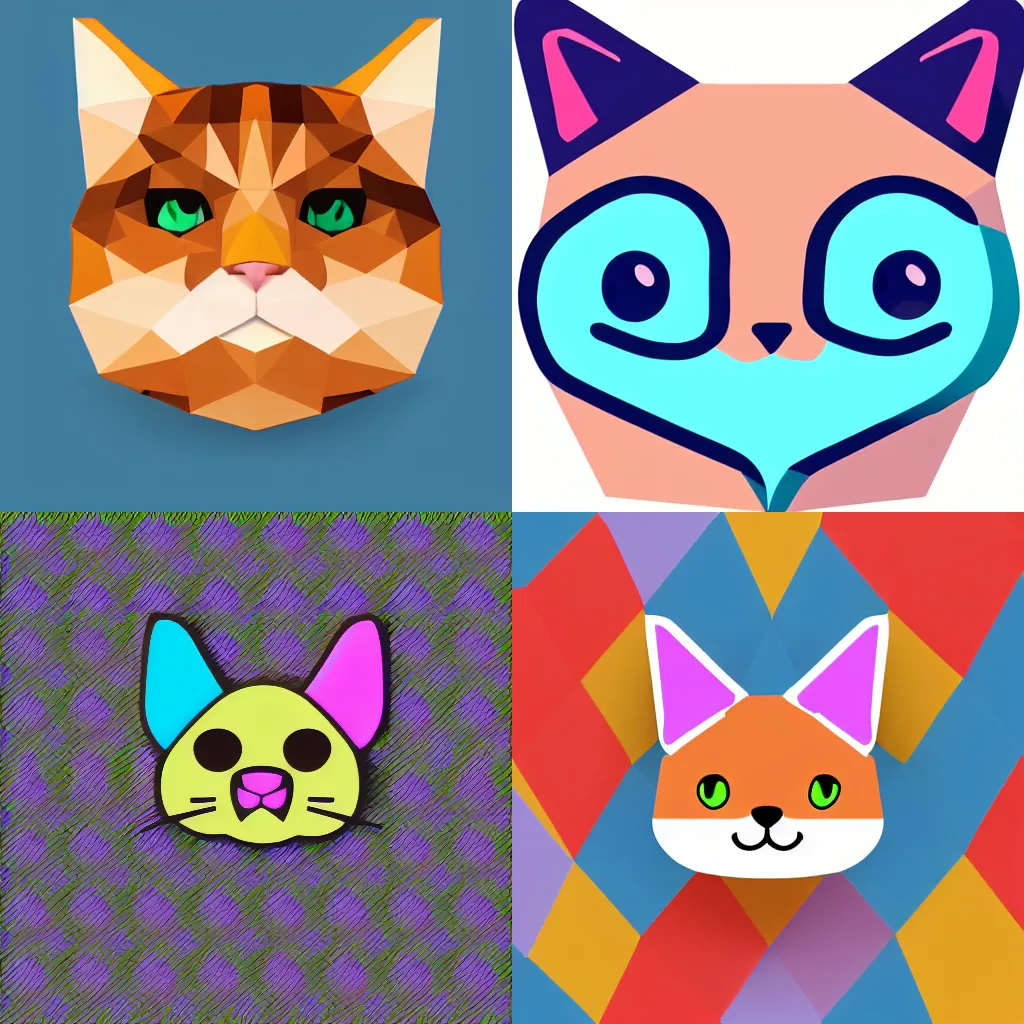 Prompt: cute, low polygon render of a cat icon emoji, highly colorful, detailed, isometric 3d, ultra HD
