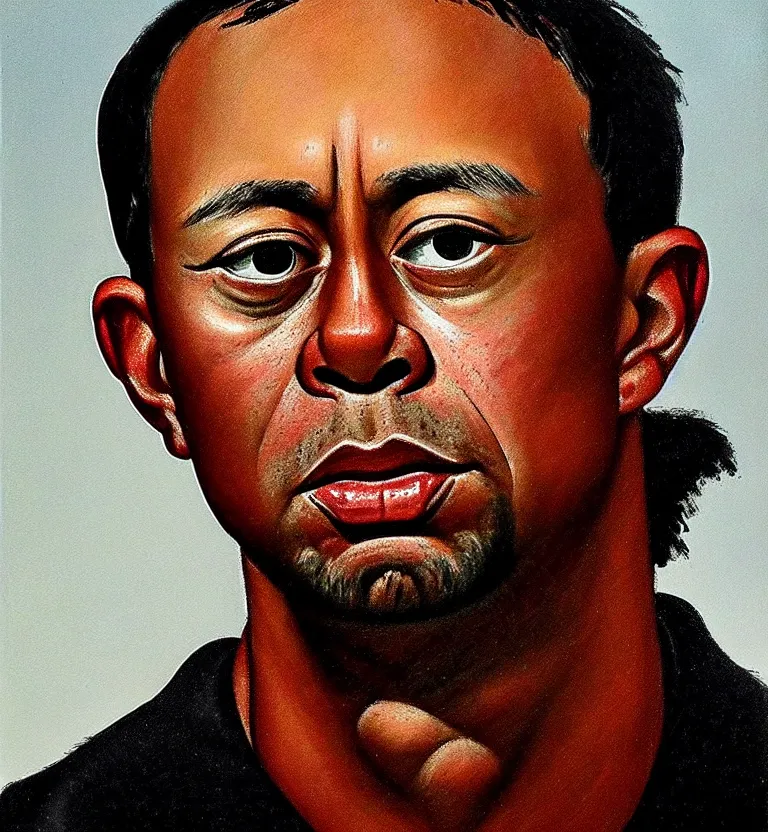 Image similar to tiger woods portrait by caravaggio.