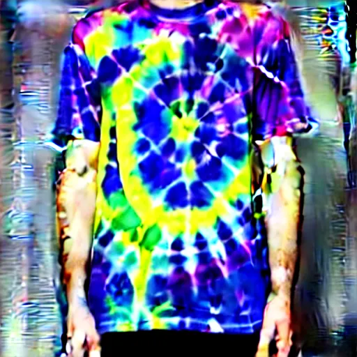 Image similar to A tie-dyed t-shirt with a Kirkland logo