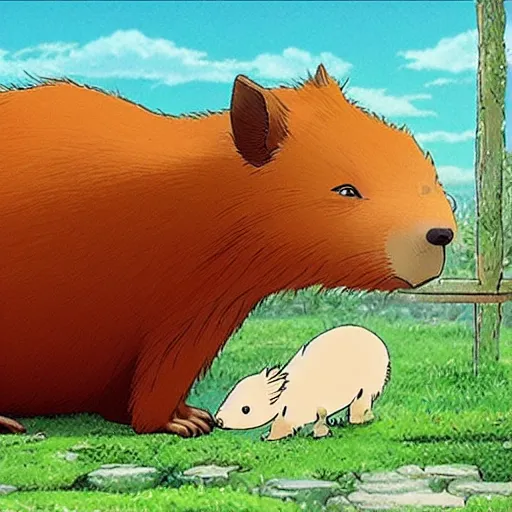 Prompt: beautiful Studio Ghibli movie about a capybara, award-winning