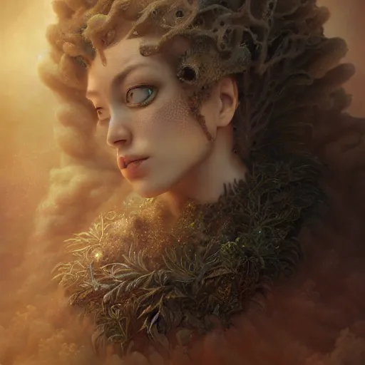 Prompt: by artgerm and agostino arrivabene, visually stunning, cinematic, ultra realistic, hyper realism, epic, octane render, unreal engine, vfx, maya, a 1 7 5 0 s princess, fungal enchanter, murloc tinyfin, dread infernal, wee whelp, battle ram