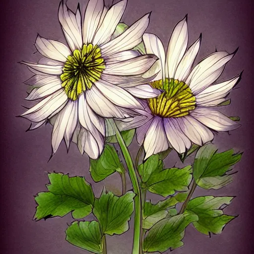 Image similar to a perfect, realistic professional digital sketch of windflowers, by pen and watercolor, by a professional Chinese Korean artist on ArtStation, on high-quality paper