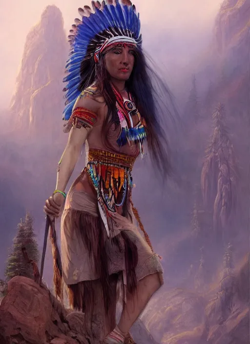 Image similar to acceptance, welcoming, indigenous woman, matte painting, fantasy art