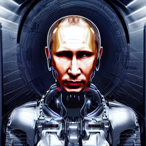 Image similar to Cyborg Putin, futuristic art, digital art, high quality