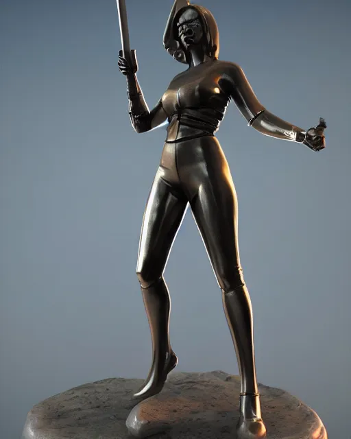 Prompt: lady justice futuristic style, highly detailed, rendered, ray - tracing, cgi animated, 3 d demo reel avatar