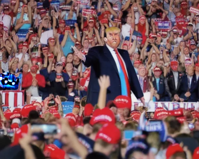 Image similar to Donald Trump with 10,100 adoring Supporters .
