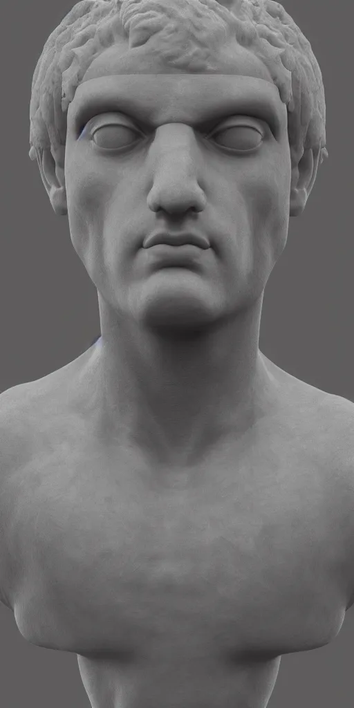 Prompt: 3d bust of a roman mans head floating, made of stone, mystical, fog, octane render, 4k