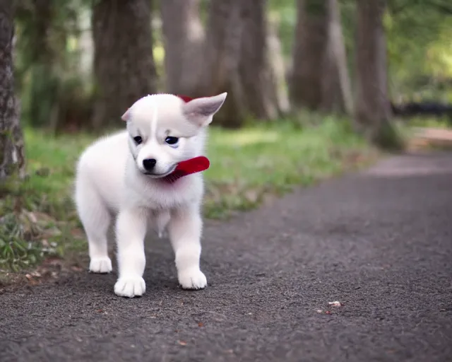 Image similar to 3 5 mm lens sony a 3 shot red husky pup adorable 4 k ultra - hd