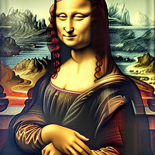 Prompt: mona lisa painting by leonardo da vinci