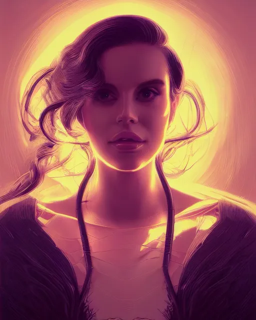 Image similar to portrait of lana del rey as a cyborg. intricate abstract. intricate artwork, by tooth wu, wlop, beeple, dan mumford. concept art, octane render, trending on artstation, greg rutkowski very coherent symmetrical artwork. cinematic, key art, hyper realism, high detail, octane render, 8 k, iridescent accents