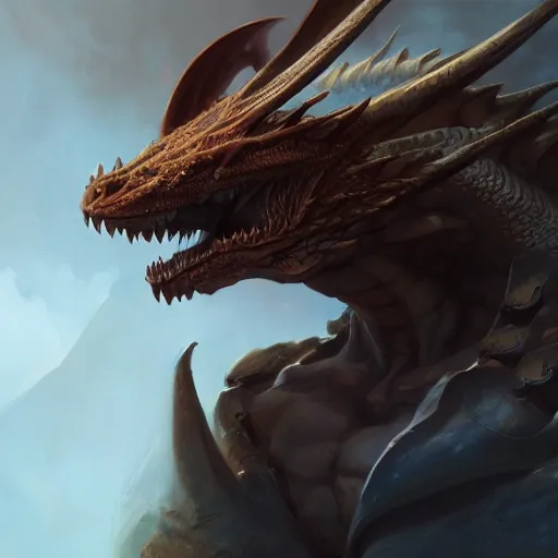 Prompt: close-up portrait dragon, trending on artstation, craig mullins, Frank frazetta, peter mohrbacher, Boris Vallejo, cinematic, hyper realism, high detail, octane render, black background, 8k