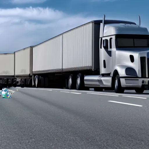 Prompt: a big rig semi truck made of babies, photorealistic, ultra detailed, 4k