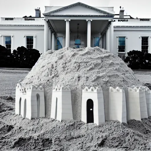 Image similar to the White House as a sand castle