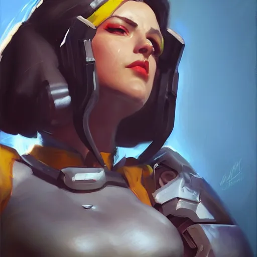 Image similar to greg manchess portrait painting of alice zuberg as overwatch character, medium shot, asymmetrical, profile picture, organic painting, sunny day, matte painting, bold shapes, hard edges, street art, trending on artstation, by huang guangjian and gil elvgren and sachin teng