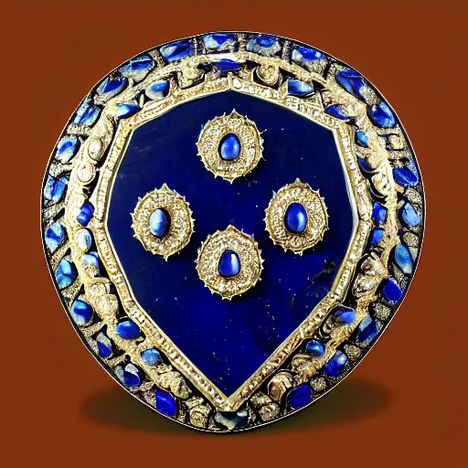 Image similar to photo of a lapis lazuli battle shield with jewels