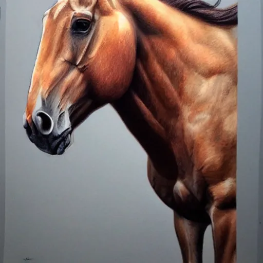 Image similar to a colored pencil drawing of an full body horse by jaramillo adonna khare and marco mazzoni and diego fazio and dirk dzimirsky, wide angle, pastel color, highly detailed, realistic graphite, artstation, 4 k, realism, photorealism, fine art