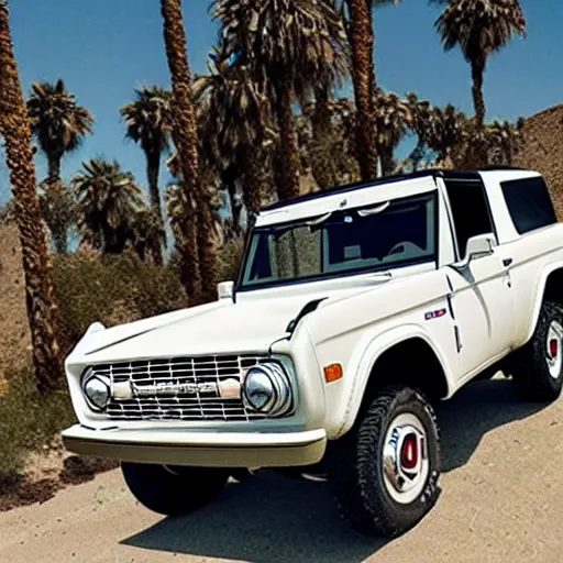 Image similar to white ford bronco, burning palm trees, knife, ski mask*