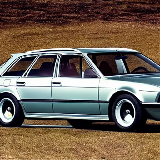 Image similar to “An Audi RS6 avant if it were made it the 1970s, 4K, ultra realistic, brochure photo”