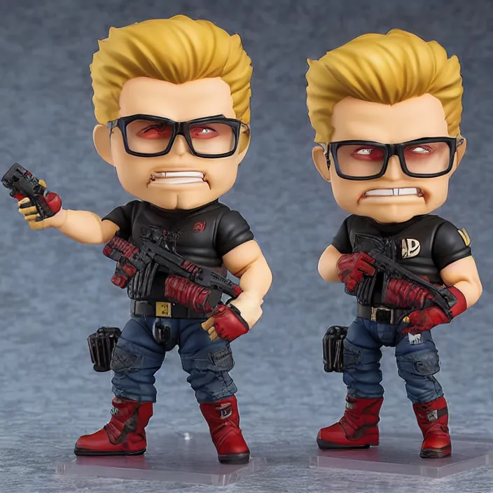 Image similar to Duke Nukem!!!!!!!!!!!!!!!!!!!!!!, An (((((((anime Nendoroid))))))) of Duke Nukem, figurine, detailed product photo