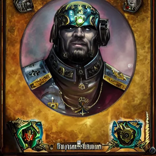Image similar to portrait of ramzan kadyrov. Warhammer 40k.
