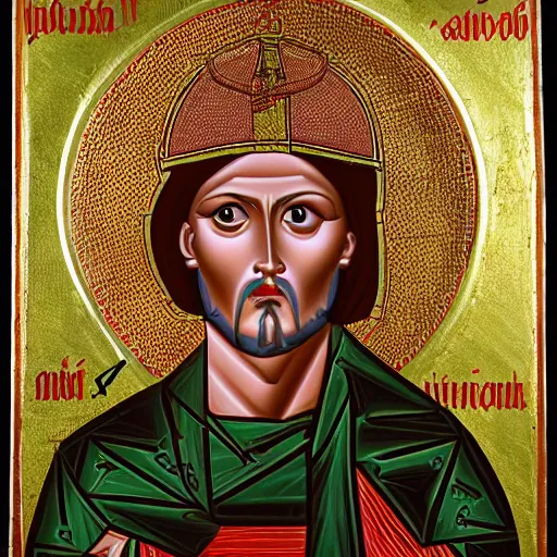 Image similar to A detailed portrait of Johnny Depp, 7th century byzantine iconography, historical