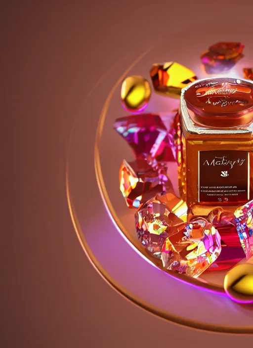 Prompt: multycolor marmalade in style swarovski, octan render, 8 k resolution, realistic, 3 5 mm, cinematic lighting, sharp focus