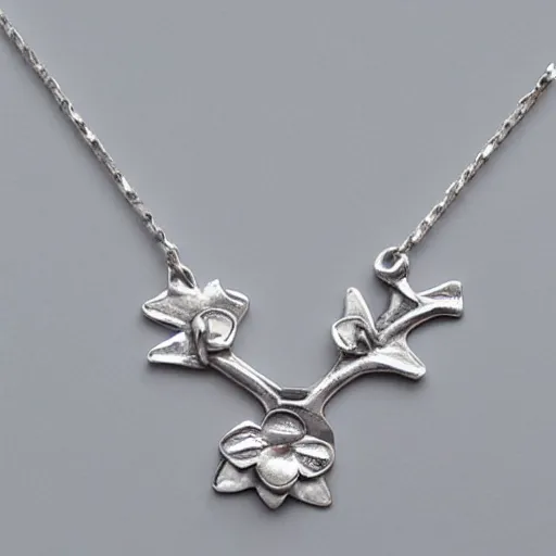 Image similar to silver necklace, realistic, orchid