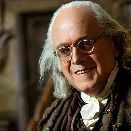 Image similar to movie still of benjamin franklin in pirates of the caribbean