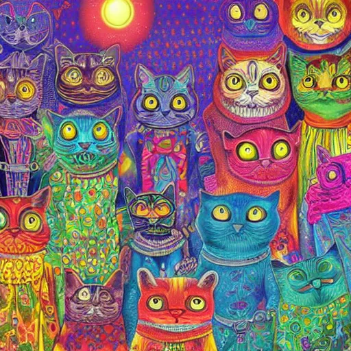 Prompt: my little dark age, detailed painterly digital art by lisa frank and louis wain, trending on deviantart