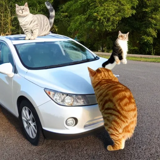 Prompt: cat driving a car