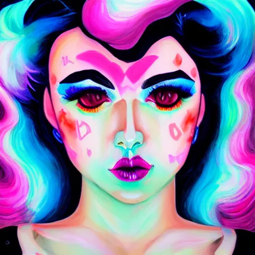 Prompt: painting of electra heart by harumi hironaka, by vanessa lemen and charlie bowater, trending on artstation, vibrant mixed pastels and watercolor painting