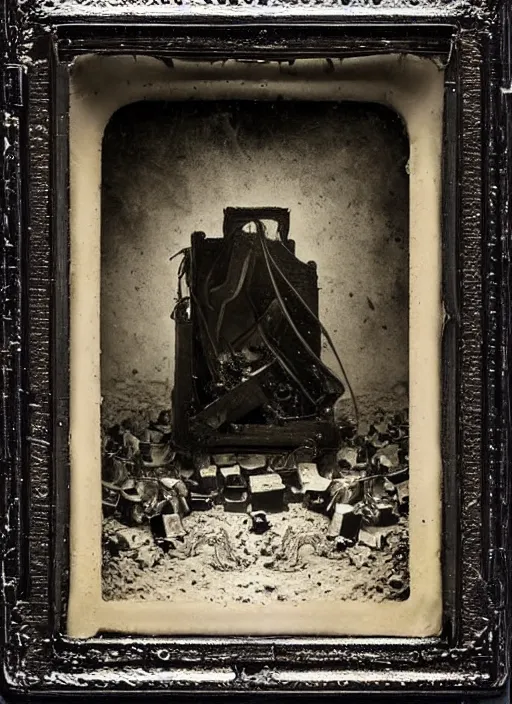 Image similar to old wetplate daguerreotype birth of and ending of time, fractal, intricate, elegant, highly detailed, parallax, leica, medium format, subsurface scattering, by jheronimus bosch and greg rutkowski and louis jacques mande daguerre