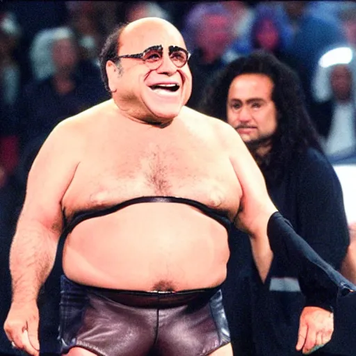 Image similar to Danny DeVito as a WWE Superstar