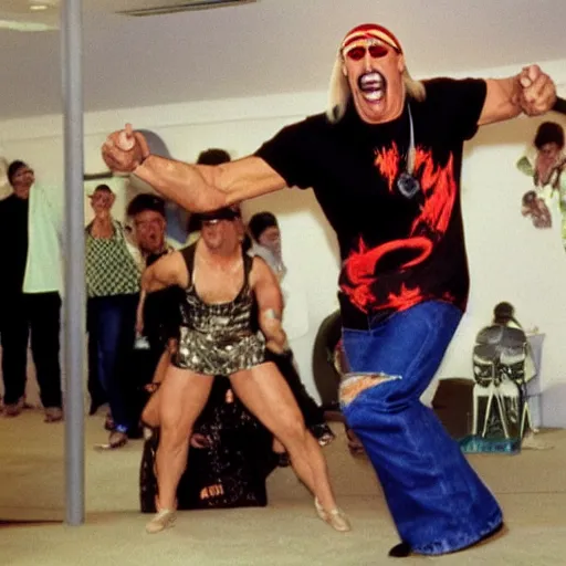 Prompt: hulk hogan busting a dance move