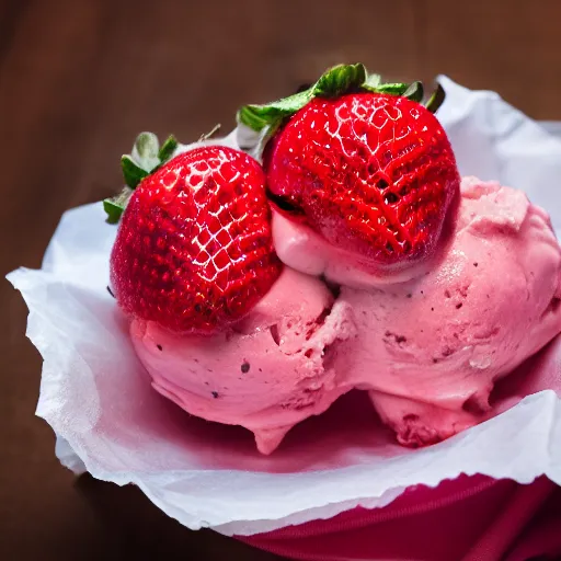 Prompt: Strawberry ice cream