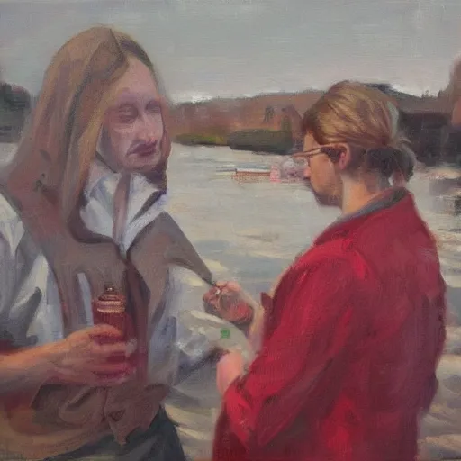 Image similar to the moment money is not needed, oil painting