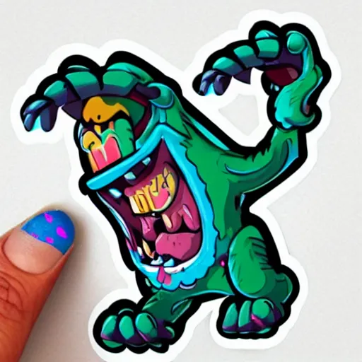 Image similar to cute monster skateboarding, sticker art, cronobreaker, beeple