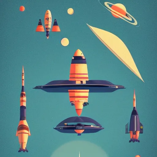 Image similar to retrofuturistic illustrations of space travel by mehmet reha tugcu from behance