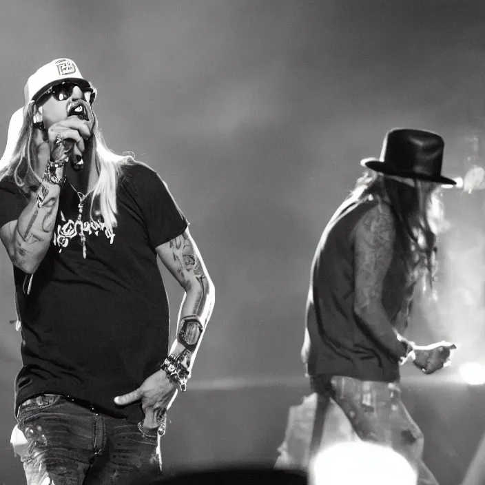 Prompt: kid rock dropping a deuce on stage realistic, movie still, 8 k,