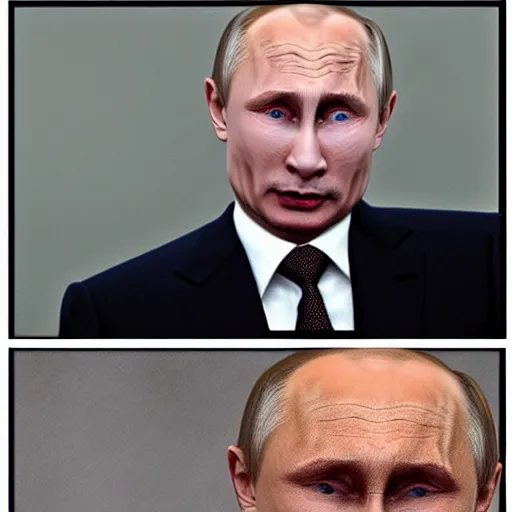 Image similar to vladimir putin crossed with voldemort