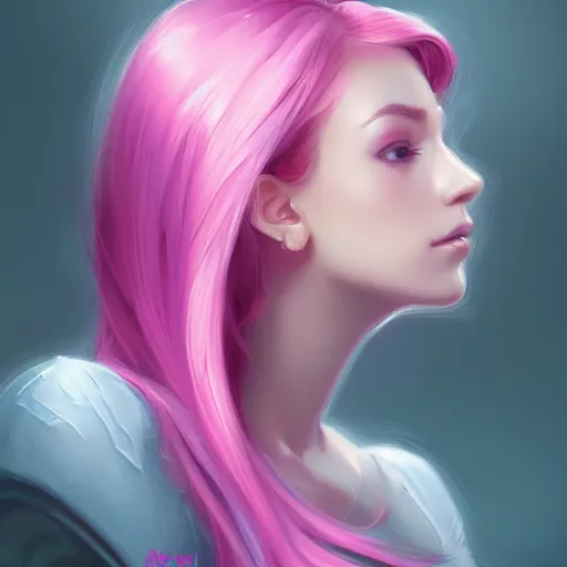 Image similar to teen girl, pink hair, gorgeous, amazing, elegant, intricate, highly detailed, digital painting, artstation, concept art, sharp focus, illustration, art by Ross tran