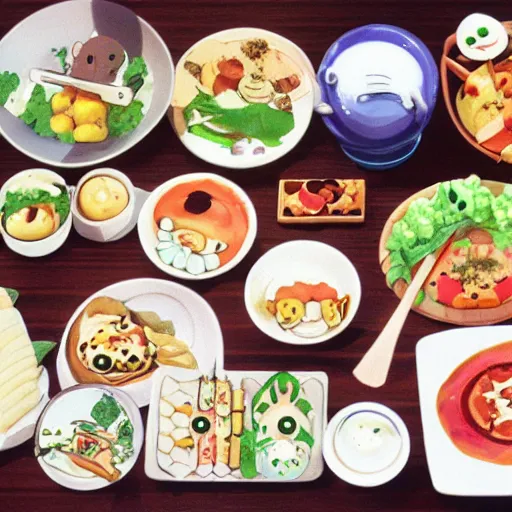 Prompt: a still of delicious studio ghibli food