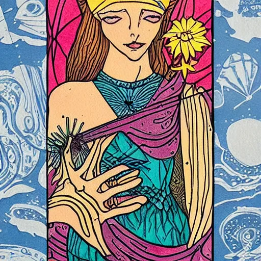 Image similar to alternative tarot cards that stimulate active imagination to enable deeper introspection in the style of erin hanson