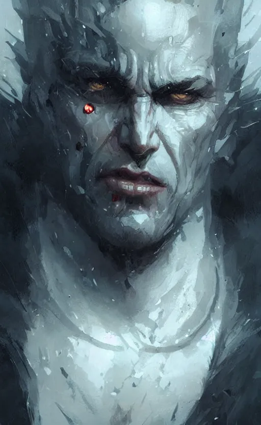 Image similar to « beautiful comic style portrait of vampire king by greg rutkowski, very detailed »