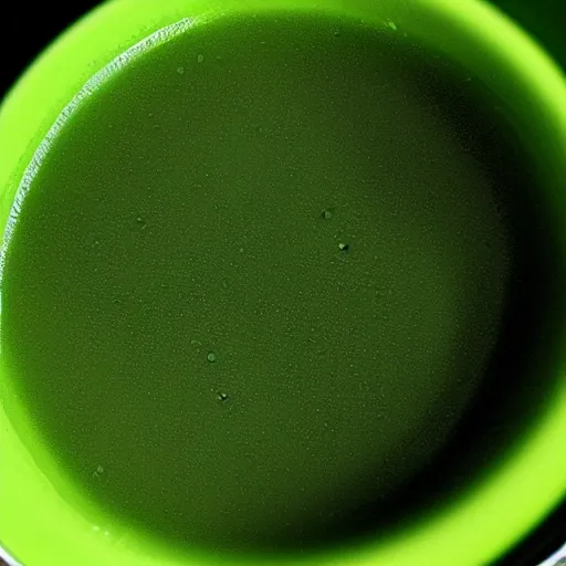 Image similar to brewing violent bubbling green fluid universe soup, green steam rising from soup